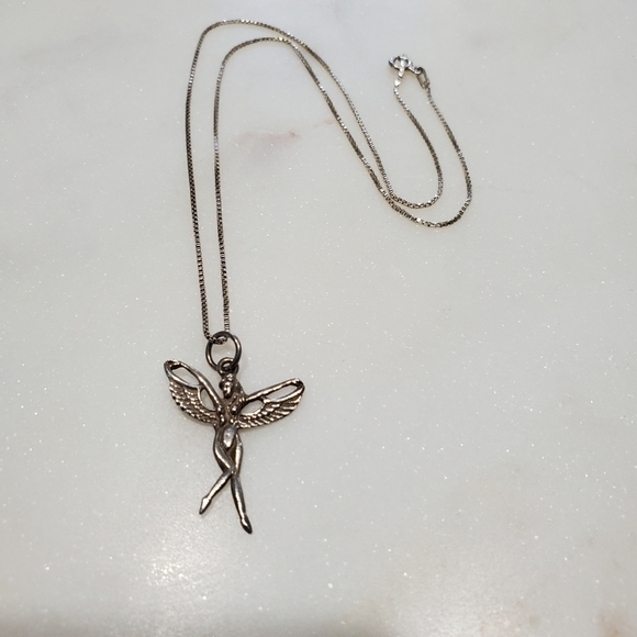 Y2K 925 Solid Sterling Silver Fairy Pendant Sterling Box Chain Women's Jewelry - Picture 8 of 8